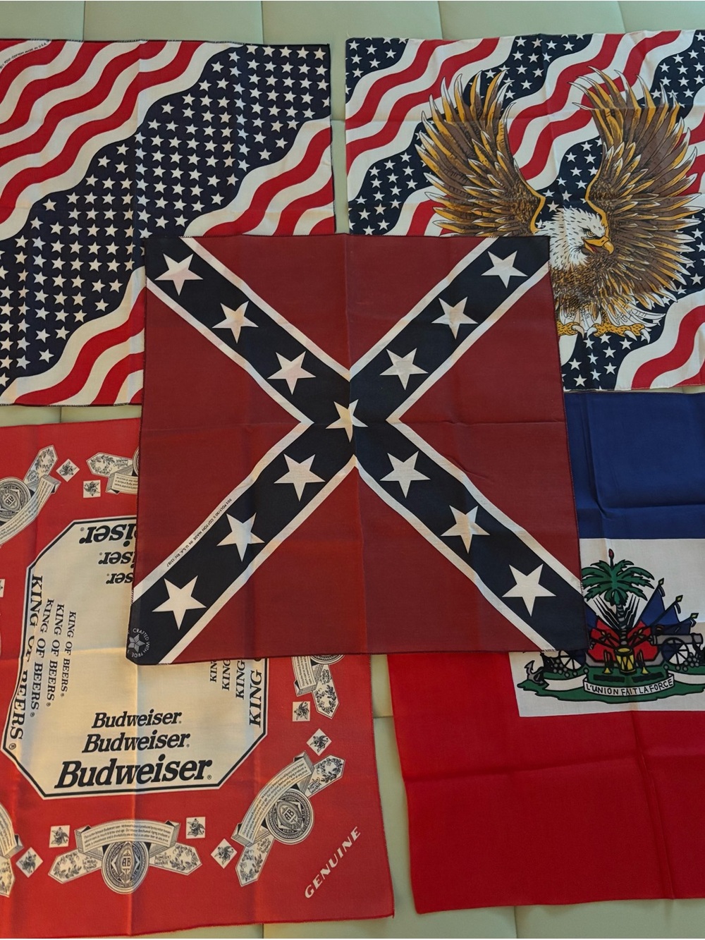 Confederate Cross Bandana - Red, Blue, White